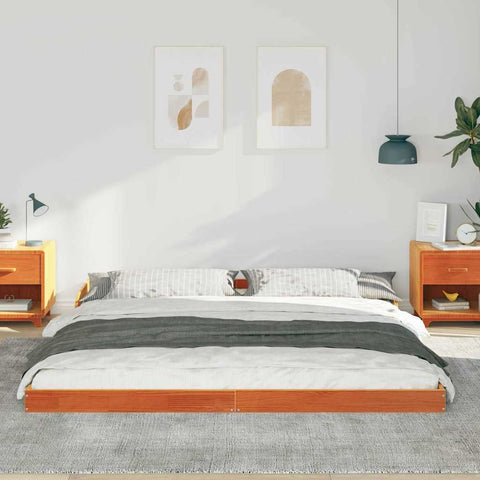 vidaXL Bed Frame Wax brown 200 x 200 cm Solid pine wood