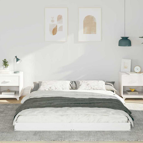 vidaXL Bed Frame White 160 x 200 cm Solid pine wood