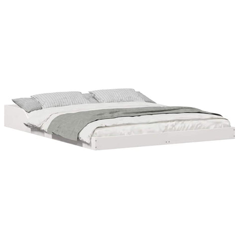 vidaXL Bed Frame White 160 x 200 cm Solid pine wood
