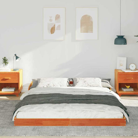 vidaXL Bed Frame Wax brown 150 x 200 cm Solid pine wood