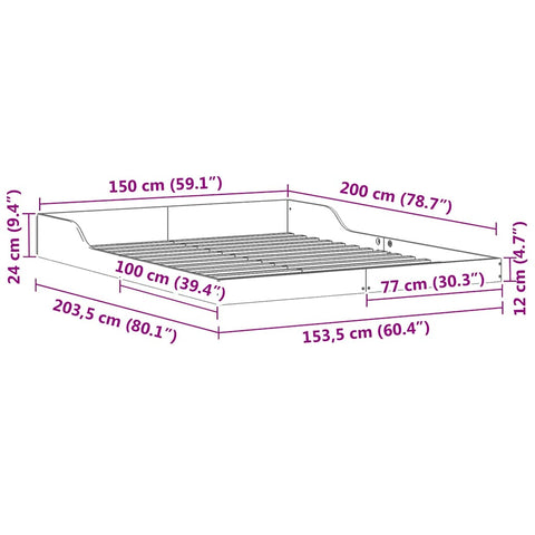 vidaXL Bed Frame Wax brown 150 x 200 cm Solid pine wood