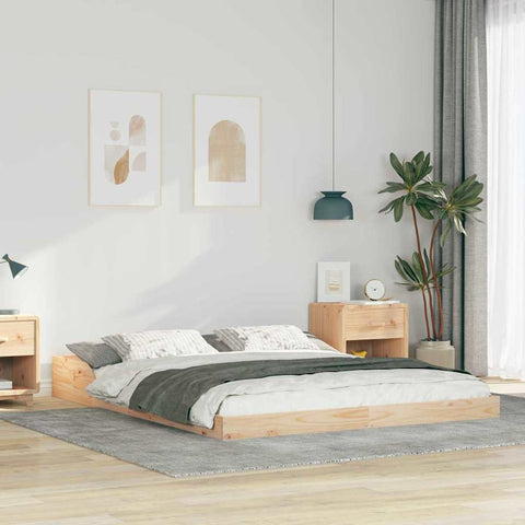 vidaXL Bed Frame Brown 140 x 200 cm Solid pine wood