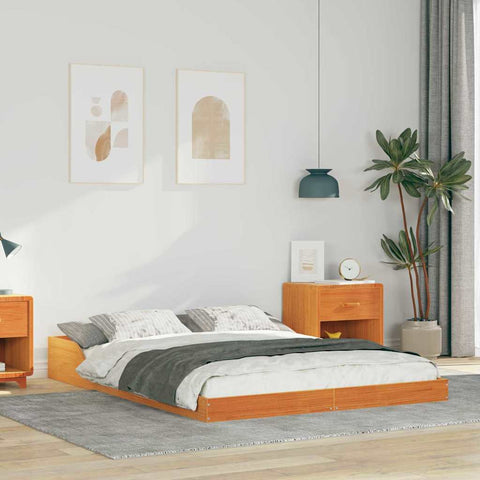 vidaXL Bed Frame Wax brown 120 x 200 cm Solid pine wood
