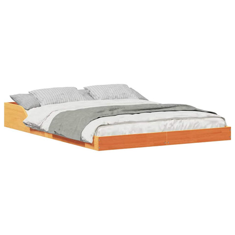 vidaXL Bed Frame Wax brown 120 x 200 cm Solid pine wood