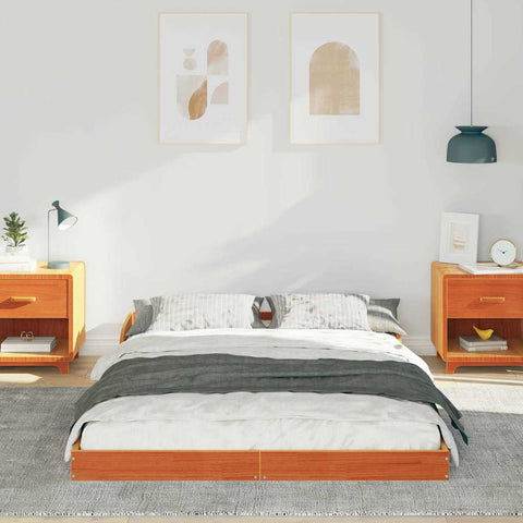 vidaXL Bed Frame Wax brown 140 x 190 cm Solid pine wood