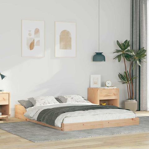 vidaXL Bed Frame Brown 135 x 190 cm Solid pine wood