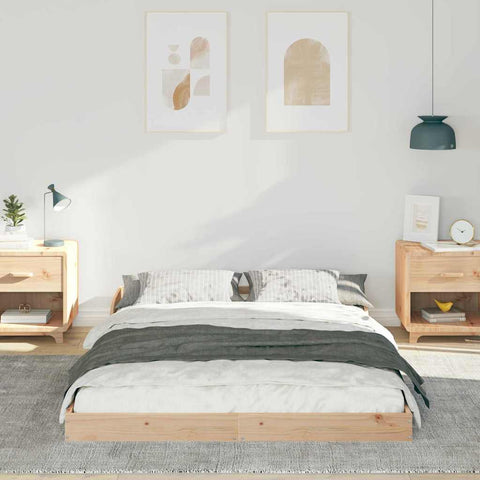 vidaXL Bed Frame Brown 135 x 190 cm Solid pine wood