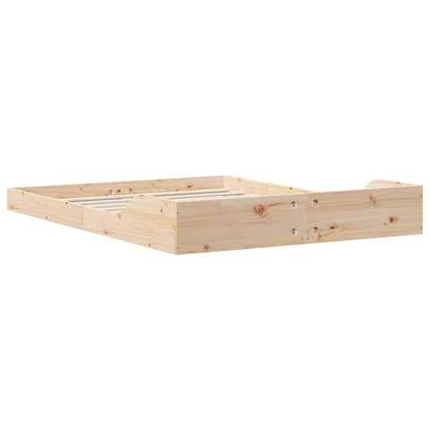 vidaXL Bed Frame Brown 135 x 190 cm Solid pine wood