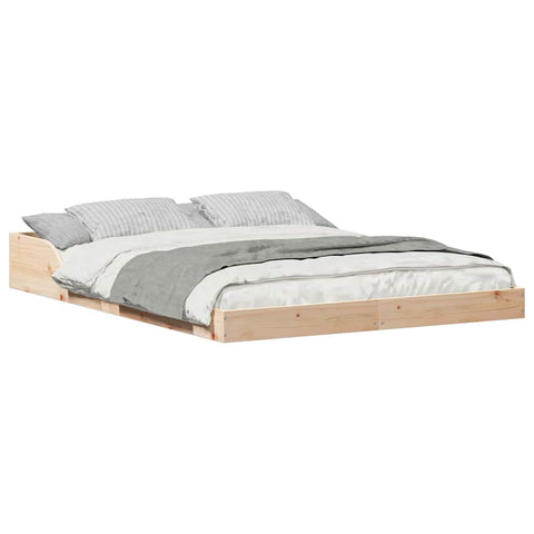 vidaXL Bed Frame Brown 135 x 190 cm Solid pine wood