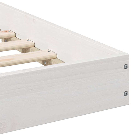 vidaXL Bed Frame White 135 x 190 cm Solid pine wood