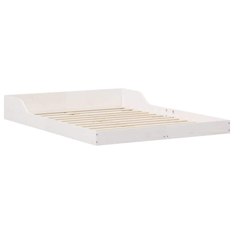vidaXL Bed Frame White 135 x 190 cm Solid pine wood