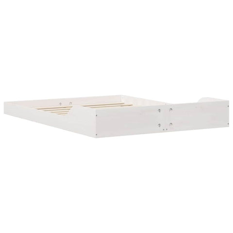 vidaXL Bed Frame White 135 x 190 cm Solid pine wood