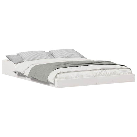 vidaXL Bed Frame White 135 x 190 cm Solid pine wood
