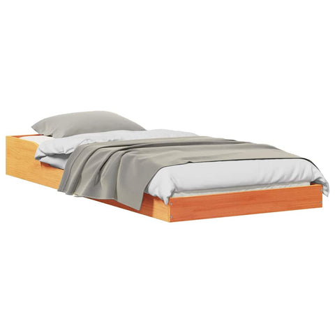 vidaXL Bed Frame Wax brown 90 x 200 cm Solid pine wood