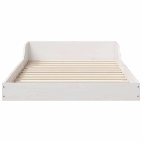 vidaXL Bed Frame White 90 x 210 cm Solid pine wood