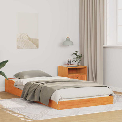 vidaXL Bed Frame Wax brown 90 x 210 cm Solid pine wood