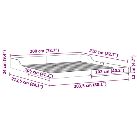 vidaXL Bed Frame Wax brown 200 x 210 cm Solid pine wood