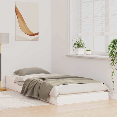 vidaXL Bed Frame White 90 x 220 cm Solid pine wood