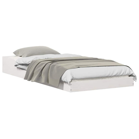 vidaXL Bed Frame White 90 x 220 cm Solid pine wood