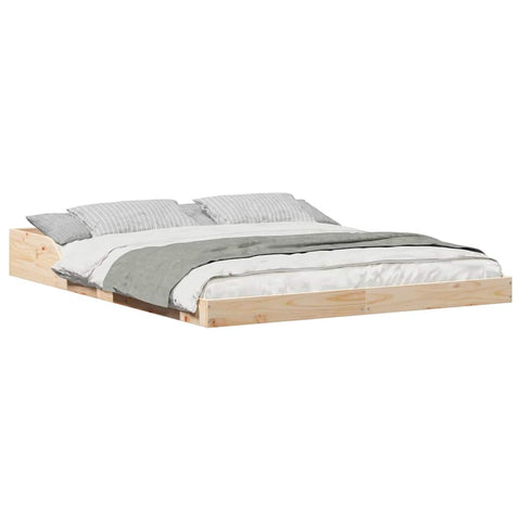 vidaXL Bed Frame Brown 140 x 220 cm Solid pine wood