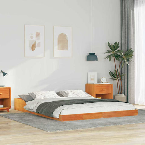 vidaXL Bed Frame Wax brown 160 x 220 cm Solid pine wood