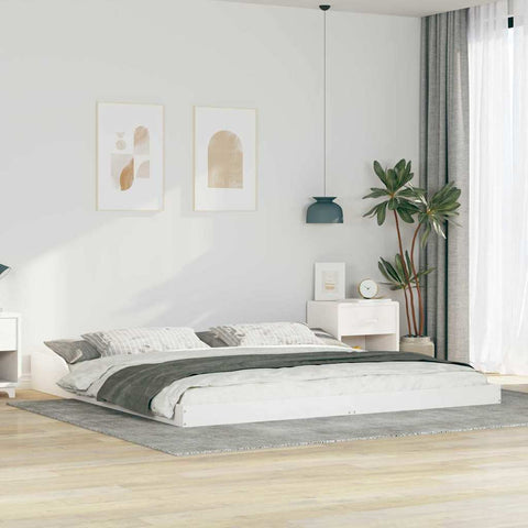 vidaXL Bed Frame White 200 x 220 cm Solid pine wood