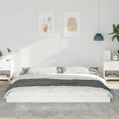 vidaXL Bed Frame White 200 x 220 cm Solid pine wood