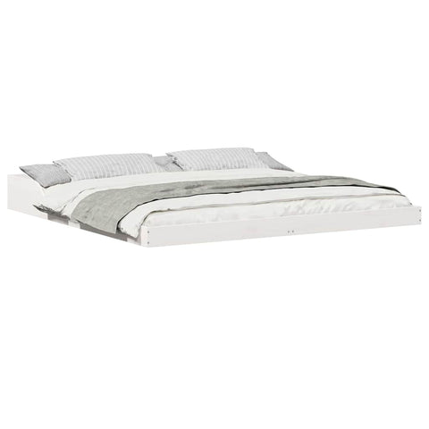 vidaXL Bed Frame White 200 x 220 cm Solid pine wood