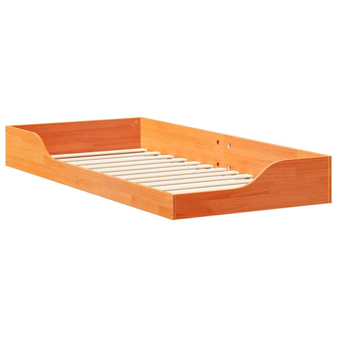 vidaXL Floor Bed Frame Wax brown 100 x 200 cm Solid pine wood