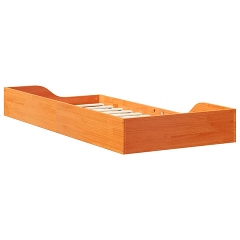vidaXL Floor Bed Frame Wax brown 100 x 200 cm Solid pine wood