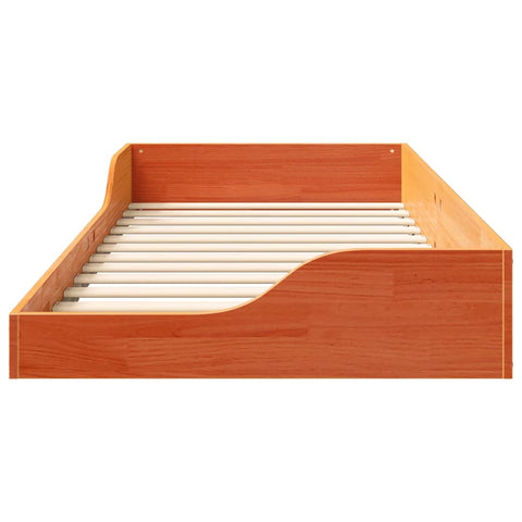 vidaXL Floor Bed Frame Wax brown 100 x 200 cm Solid pine wood