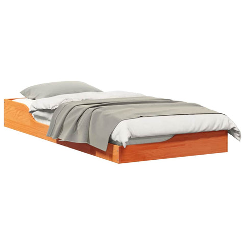 vidaXL Floor Bed Frame Wax brown 100 x 200 cm Solid pine wood