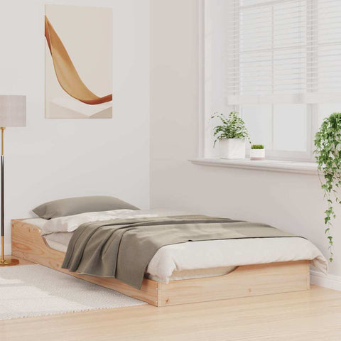 vidaXL Floor Bed Frame Brown 90 x 200 cm Solid pine wood