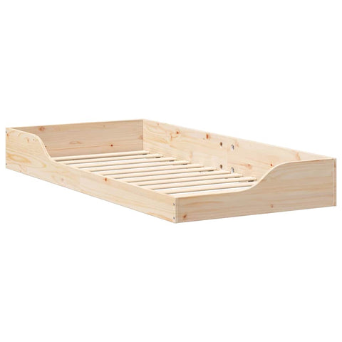 vidaXL Floor Bed Frame Brown 90 x 200 cm Solid pine wood