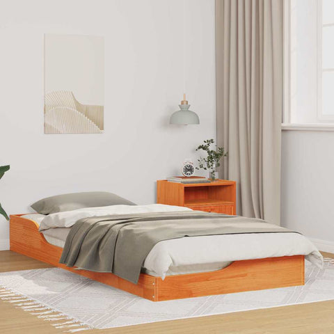 vidaXL Floor Bed Frame Wax brown 80 x 200 cm Solid pine wood