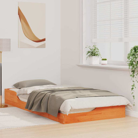 vidaXL Floor Bed Frame Wax brown 80 x 200 cm Solid pine wood