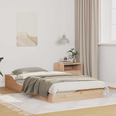 vidaXL Floor Bed Frame Brown 90 x 190 cm Solid pine wood