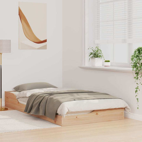 vidaXL Floor Bed Frame Brown 90 x 190 cm Solid pine wood