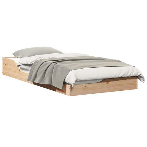 vidaXL Floor Bed Frame Brown 90 x 190 cm Solid pine wood