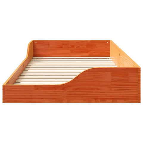 vidaXL Floor Bed Frame Wax brown 90 x 190 cm Solid pine wood