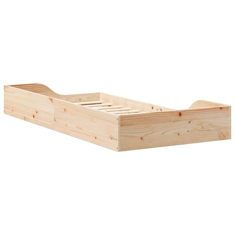 vidaXL Floor Bed Frame Brown 75 x 190 cm Solid pine wood