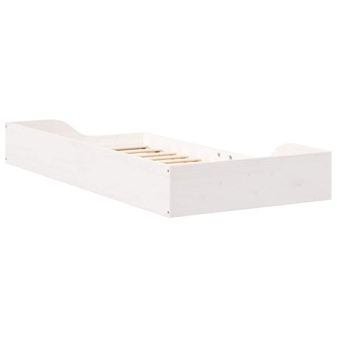 vidaXL Floor Bed Frame White 75 x 190 cm Solid pine wood