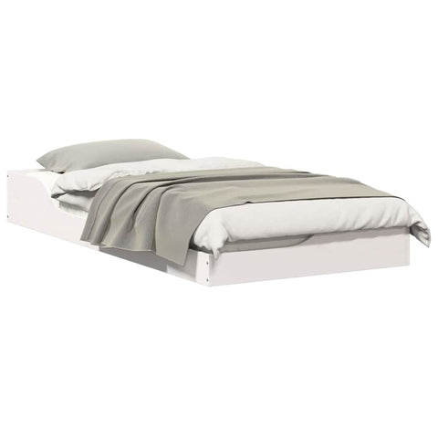 vidaXL Floor Bed Frame White 75 x 190 cm Solid pine wood