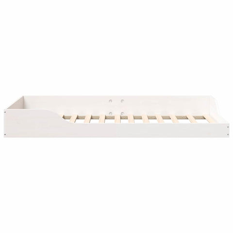vidaXL Floor Bed Frame White 75 x 190 cm Solid pine wood
