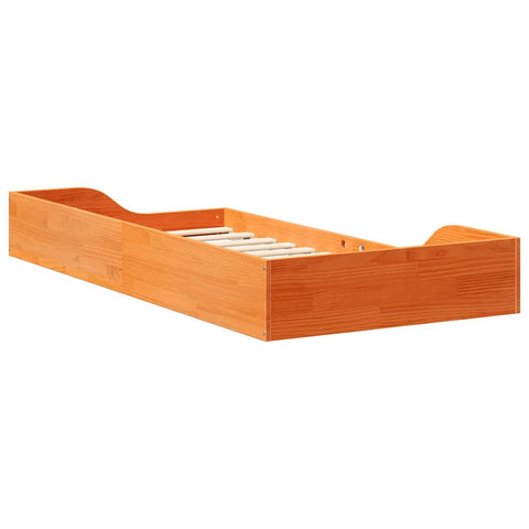 vidaXL Floor Bed Frame Wax brown 75 x 190 cm Solid pine wood