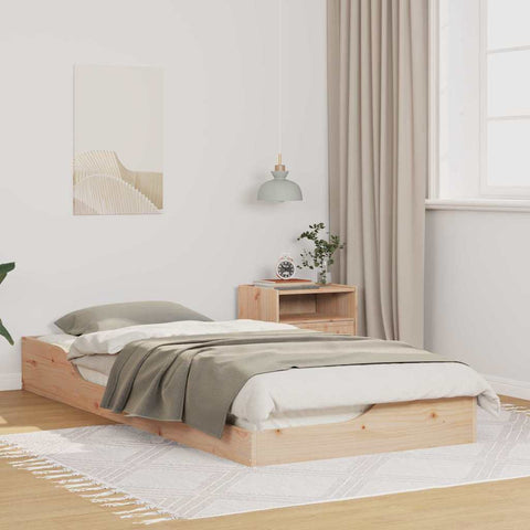 vidaXL Floor Bed Frame Brown 90 x 210 cm Solid pine wood
