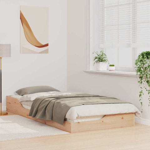 vidaXL Floor Bed Frame Brown 90 x 210 cm Solid pine wood