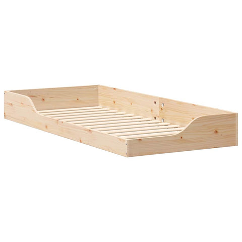 vidaXL Floor Bed Frame Brown 90 x 210 cm Solid pine wood