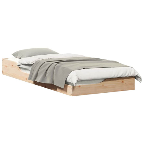 vidaXL Floor Bed Frame Brown 90 x 210 cm Solid pine wood