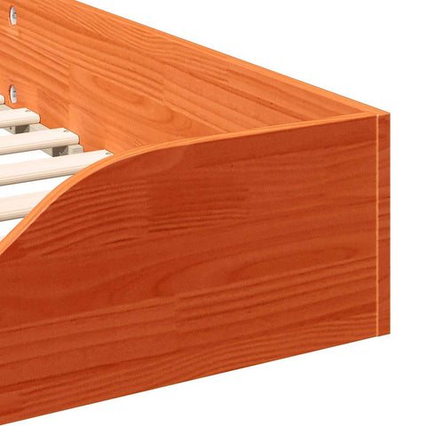 vidaXL Floor Bed Frame Wax brown 100 x 210 cm Solid pine wood